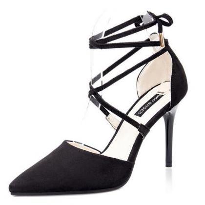 pointed toe lace up heels