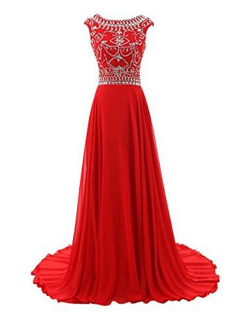 Prom Gowns Cap Sleeves Beaded Prom Evening Gown Prom Dresses on Luulla
